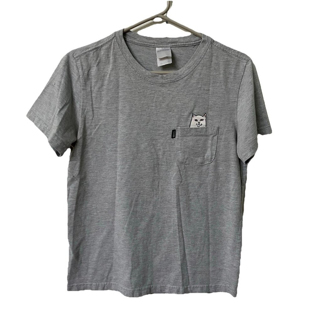 RIPNDIP Rip‎ N Dip T-shirt Womens M Gray Prayer Hands Gray Pocket Tee Skate